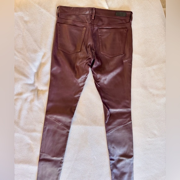 AG Adriano Goldschmied LEATHER The Leggings Super Skinny Jeans Burgundy Pants - Picture 7 of 15